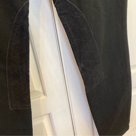 Polo Ralph Lauren Horse Riding Leggings Black Suede Knee Patch Equestrian Size L - Picture 4 of 10